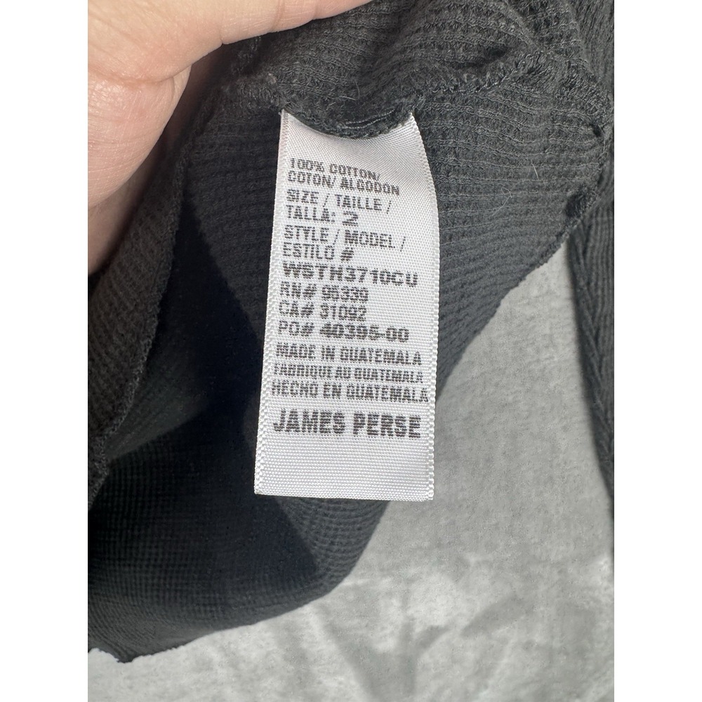 James Perse Standard Top Waffle Knit Black Thermal Long Sleeve Women's Size 2 - Picture 6 of 9